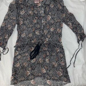 Juicy Couture Patterned Blouse with Pink and Black Accents